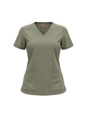Natural Uniforms Womens Olive Green V-Neck Scrub Top Pockets S